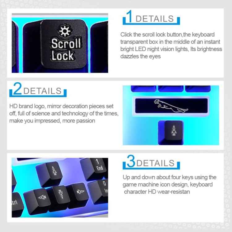 ZGB G21 1600 DPI Professional Wired Colorful Backlight Mechanical Feel Suspension Keyboard + Optical Mouse Kit for Laptop, PC