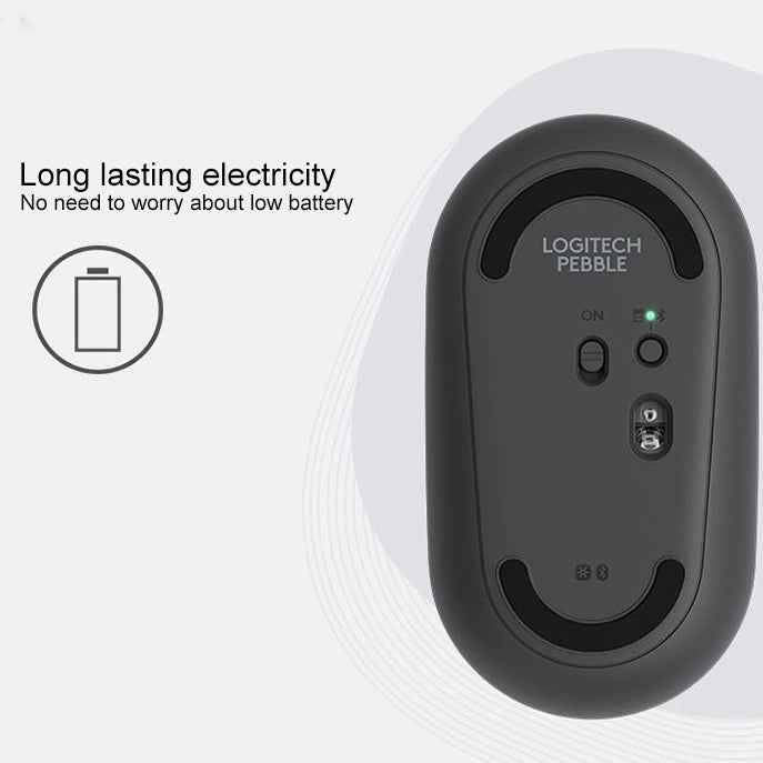Logitech Pebble Cobblestone Shape Thin 3-keys 1000DPI Mute Wireless Bluetooth Optical Mouse, Wireless Range: 10m