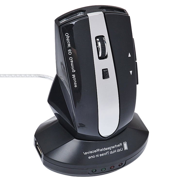 MZ-011 2.4GHz 1600DPI Wireless Rechargeable Optical Mouse with HUB Function, Pearl White, Blue, Silver, Black, Black Silver, White + Royal Blue