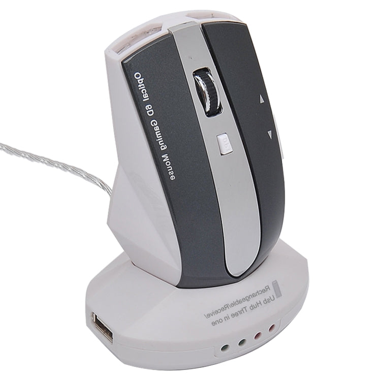 MZ-011 2.4GHz 1600DPI Wireless Rechargeable Optical Mouse with HUB Function, Pearl White, Blue, Silver, Black, Black Silver, White + Royal Blue