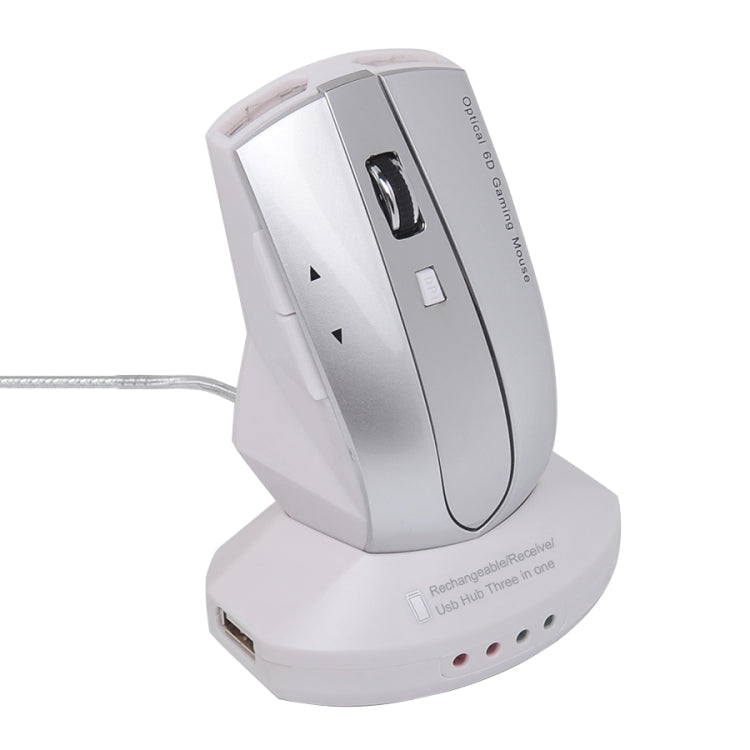 MZ-011 2.4GHz 1600DPI Wireless Rechargeable Optical Mouse with HUB Function, Pearl White, Blue, Silver, Black, Black Silver, White + Royal Blue