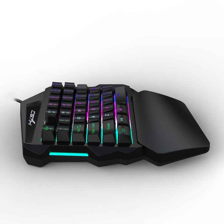 HXSJ V100 Universal One-hand 35-Keys Mechanical Blue Axis Seven-color Backlight Wired Gaming Keyboard, Length: 1.6m