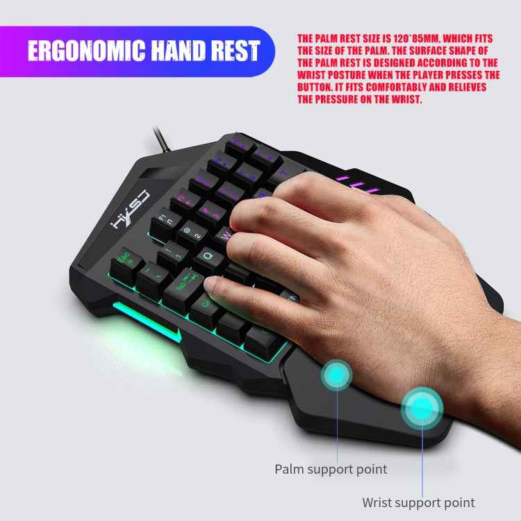 HXSJ V100 Universal One-hand 35-Keys Mechanical Blue Axis Seven-color Backlight Wired Gaming Keyboard, Length: 1.6m