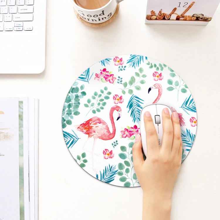 Printed Flamingo Pattern Circular Mouse Pad, Diameter: 22cm