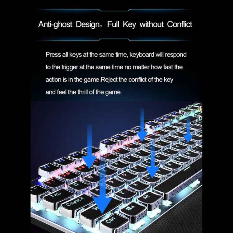 AULA F2088 108 Keys Mixed Light Plating Punk Mechanical Blue Switch Wired USB Gaming Keyboard with Metal Button