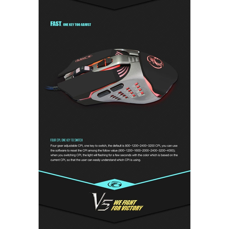 iMICE V5 USB 7 Buttons 4000 DPI Wired Optical Colorful Backlight Gaming Mouse for Computer PC Laptop, V5  (White)