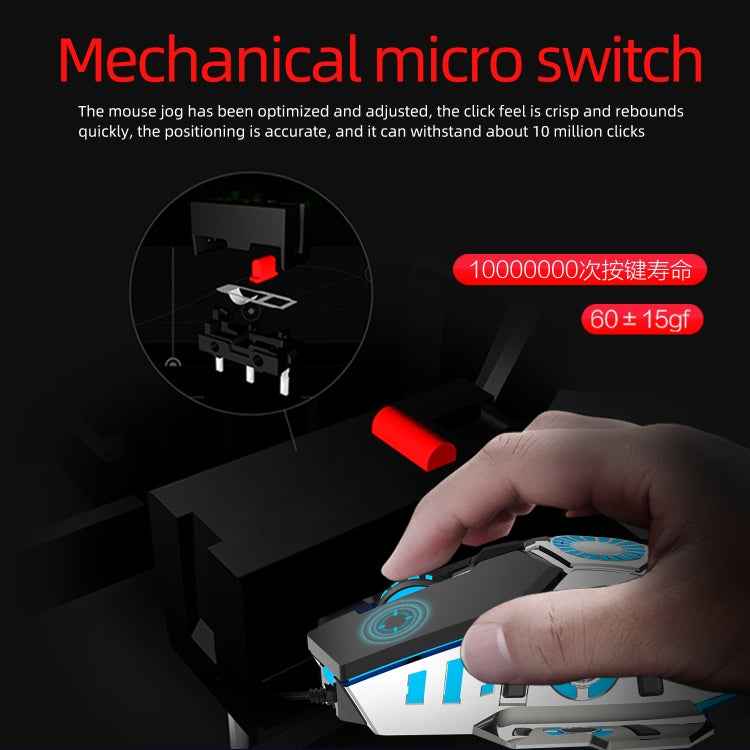 HXSJ J700 Colorful Lighting Programmable E-sports Gaming Wired Mouse