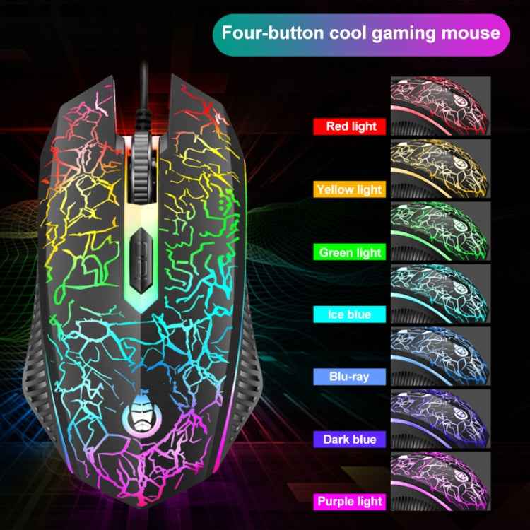 SHIPADOO D620 104-key Wired RGB Color Cracked Backlight Gaming Keyboard Mouse Kit for Laptop, PC