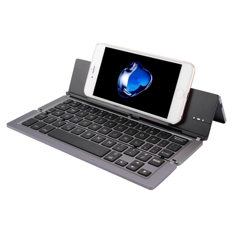 F18 Ultra-slim Rechargeable Foldable 58 Keys Bluetooth Wireless Keyboard with Holder
