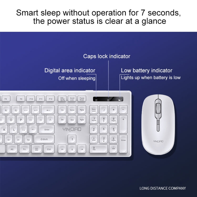 YINDIAO V3 Max Business Office Silent Wireless Keyboard Mouse Set