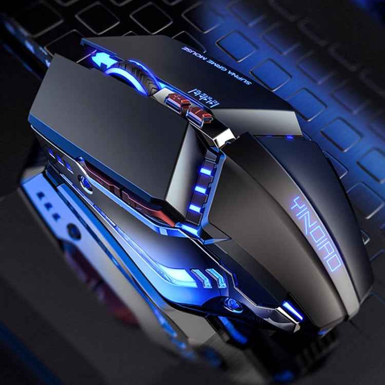 YINDIAO 3200DPI 4-modes Adjustable 7-keys RGB Light Wired Metal Mechanical Hard Core Macro Mouse, Style: Audio Version