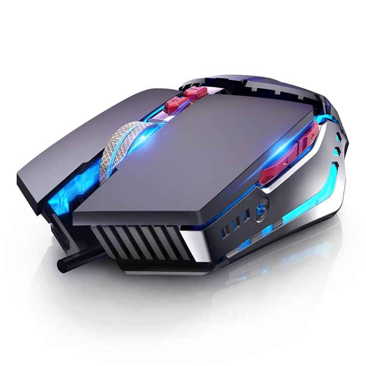 YINDIAO 3200DPI 4-modes Adjustable 7-keys RGB Light Wired Metal Mechanical Hard Core Macro Mouse, Style: Audio Version