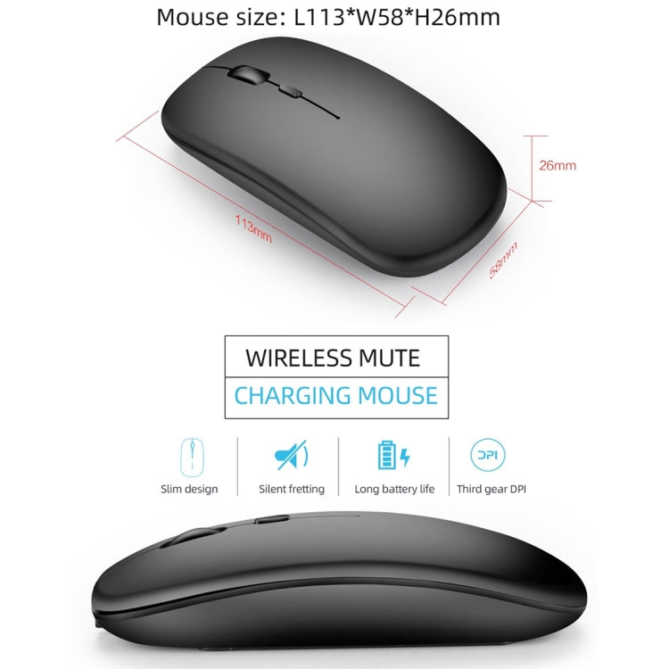 HXSJ M90 2.4GHz Ultrathin Mute Rechargeable Dual Mode Wireless Bluetooth Notebook PC Mouse