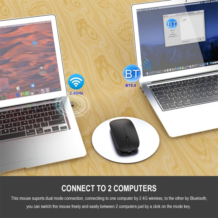 HXSJ M90 2.4GHz Ultrathin Mute Rechargeable Dual Mode Wireless Bluetooth Notebook PC Mouse