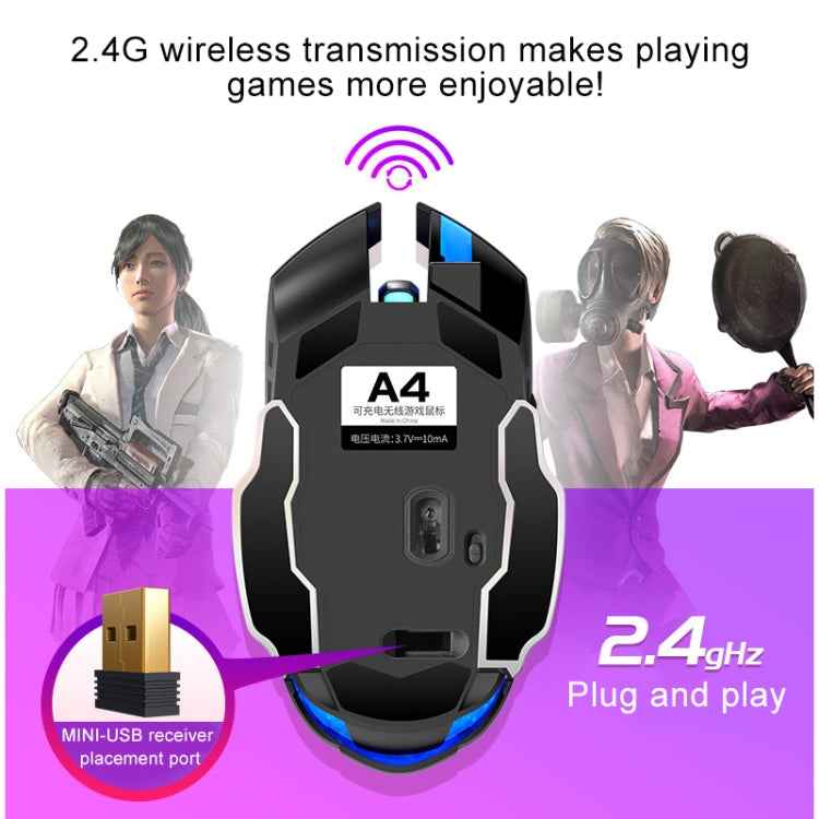 YINDIAO A4 2.4GHz 1600DPI 3-modes Adjustable Rechargeable Wireless Silent Gaming Mouse (Grey Silver)