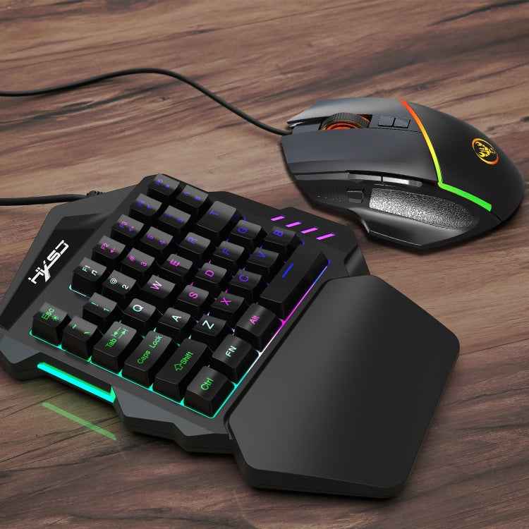 HXSJ  V100 + A876 Mobile Game One Hand Wired Keyboard + Mouse Set