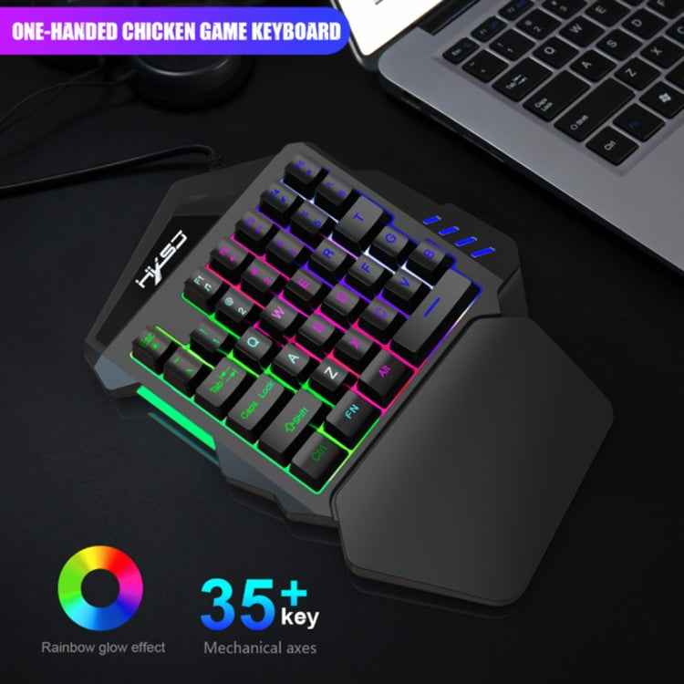 HXSJ  V100 + A876 Mobile Game One Hand Wired Keyboard + Mouse Set