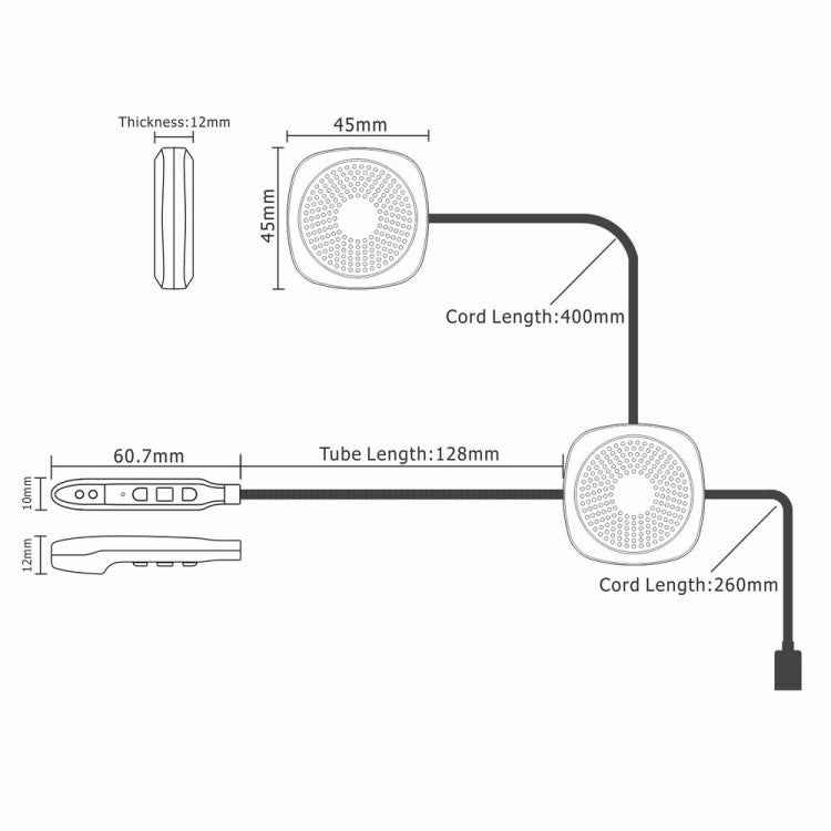 T2 Bluetooth V5.0 Helmet Headset 5V for Motorcycle Driving with Anti-interference Microphone