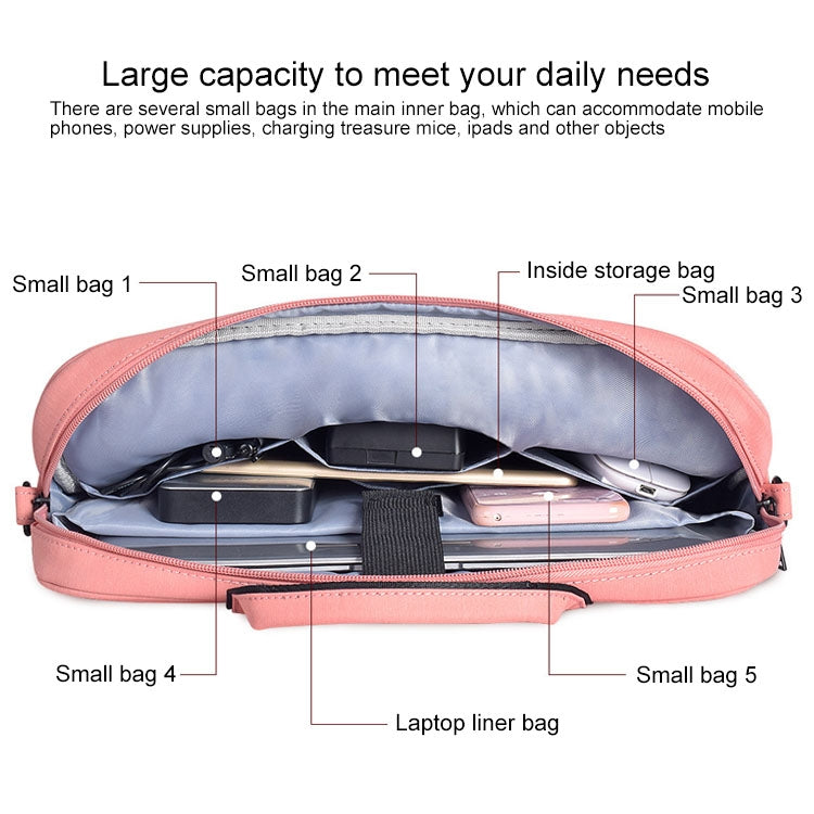 DJ03 Waterproof Anti-scratch Anti-theft One-shoulder Handbag for 14.1 inch Laptops, with Suitcase Belt, DJ03 14.1 inch Black, DJ03 14.1 inch Pink, DJ03 14.1 inch Navy Blue