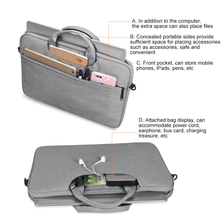 ST01S Waterproof Oxford Cloth Hidden Portable Strap One-shoulder Handbag for 15.6 inch Laptops, ST01S 15.6 inch Black, ST01S 15.6 inch Pink, ST01S 15.6 inch Light Grey, ST01S 15.6 inch Dark Gray, ST01S 15.6 inch Navy Blue