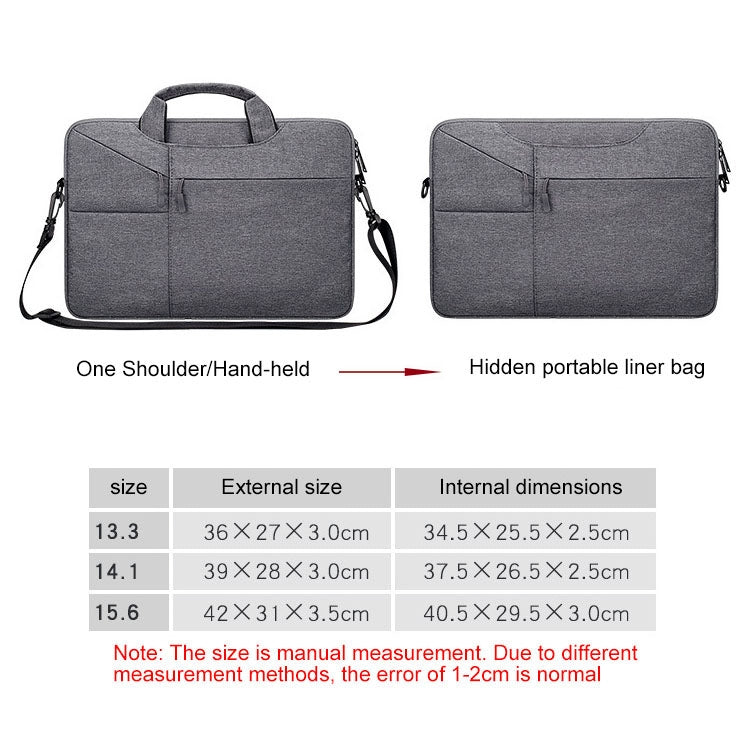 ST02S Waterproof Tear Resistance Hidden Portable Strap One-shoulder Handbag for 15.6 inch Laptops, with Suitcase Belt, ST02S 15.6 inch Black, ST02S 15.6 inch Dark Gray, ST02S 15.6 inch Pink, ST02S 15.6 inch Light Grey, ST02S 15.6 inch Navy Blue