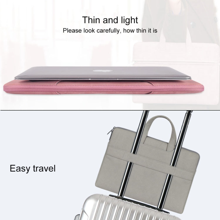 ST06 Waterproof PU Leather Zipper Hidden Portable Strap One-shoulder Handbag for 13.3 inch Laptops, with Suitcase Belt, ST06 13.3 inch Light Grey, ST06 13.3 inch Dark Gray, ST06 13.3 inch Pink