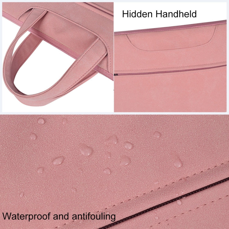 ST06 Waterproof PU Leather Zipper Hidden Portable Strap One-shoulder Handbag for 15.6 inch Laptops, with Suitcase Belt, ST06 15.6 inch Light Grey, ST06 15.6 inch Dark Gray, ST06 15.6 inch Pink