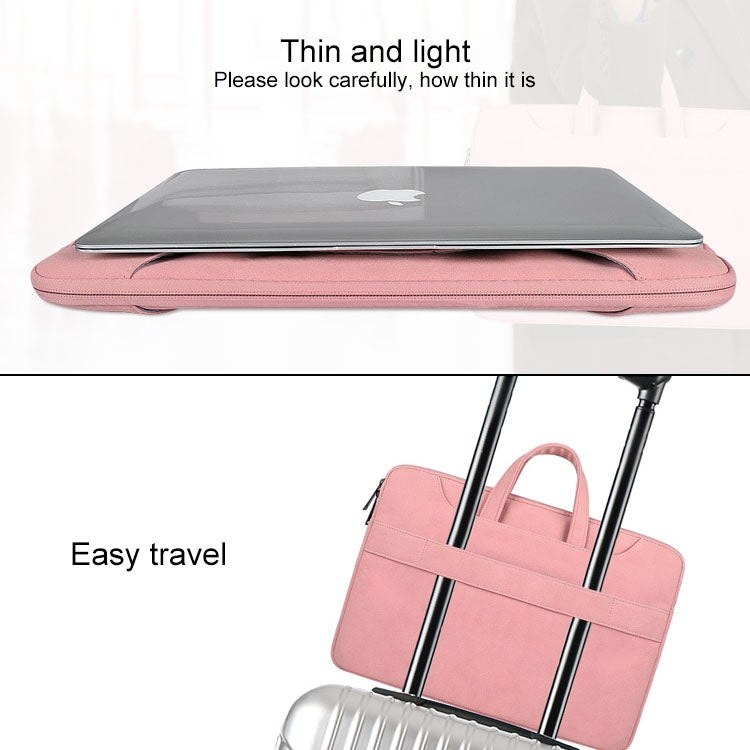ST06S Waterproof PU Leather Zipper Hidden Portable Strap One-shoulder Handbag for 13.3 inch Laptops, with Magic Stick & Suitcase Belt, ST06S 13.3 inch Light Grey, ST06S 13.3 inch Dark Gray, ST06S 13.3 inch Pink