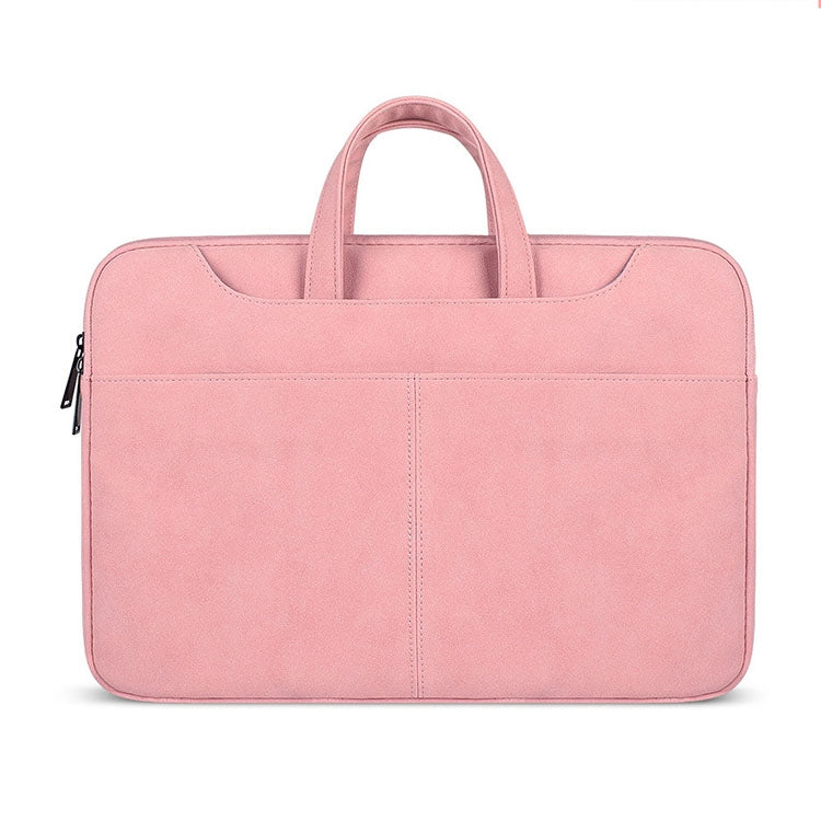 ST06S Waterproof PU Leather Zipper Hidden Portable Strap One-shoulder Handbag for 14.1 inch Laptops, with Magic Stick & Suitcase Belt, ST06S 14.1 inch Light Grey, ST06S 14.1 inch Dark Gray, ST06S 14.1 inch Pink