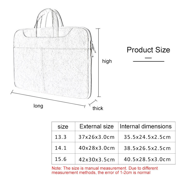 ST06S Waterproof PU Leather Zipper Hidden Portable Strap One-shoulder Handbag for 15.6 inch Laptops, with Magic Stick & Suitcase Belt, ST06S 15.6 inch Light Grey