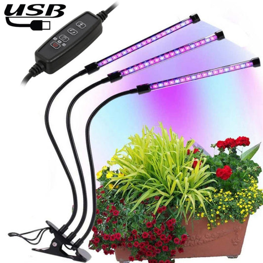 30W Triple Heads Adjustable Spectrum Timing LED Lamp for Plant Growth Lighting, USB Plug DC 5V, 30W