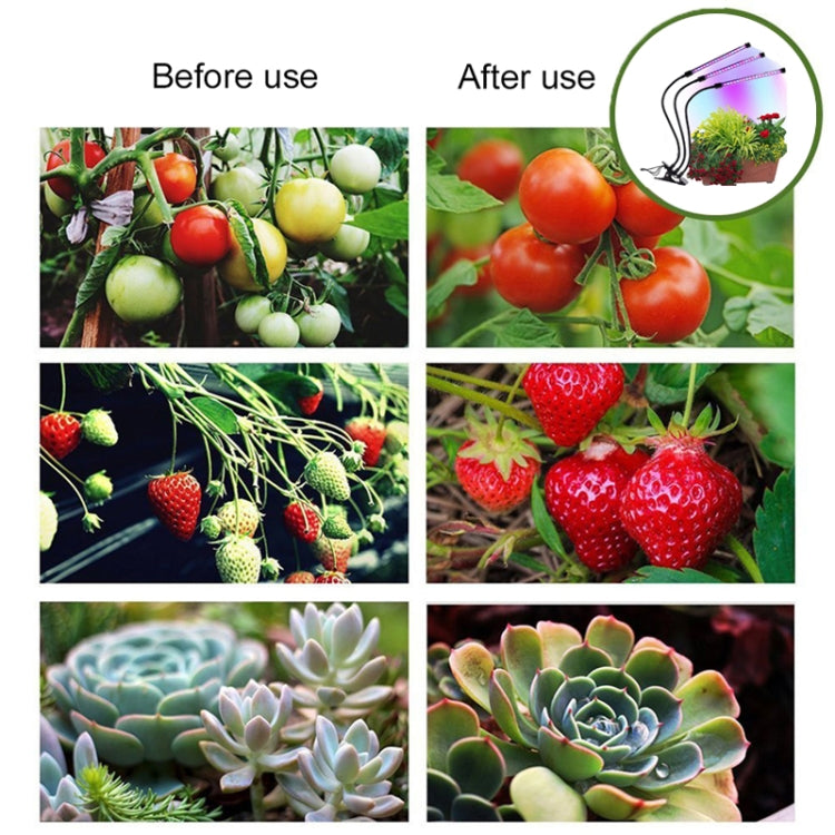 30W Triple Heads Adjustable Spectrum Timing LED Lamp for Plant Growth Lighting, USB Plug DC 5V, 30W