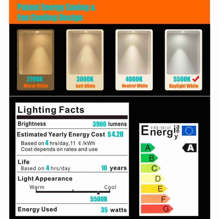 MANTOO PGL35 35W 120V 5500K 3900LM LED Light Bulb for Photography Lighting