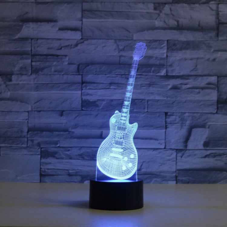 Guitar Shape 3D Colorful LED Vision Light Table Lamp, 16 Colors Remote Control Version