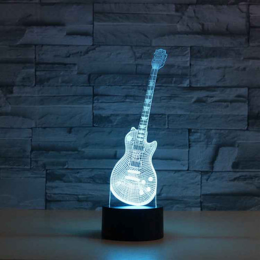 Guitar Shape 3D Colorful LED Vision Light Table Lamp, Crack Touch Version
