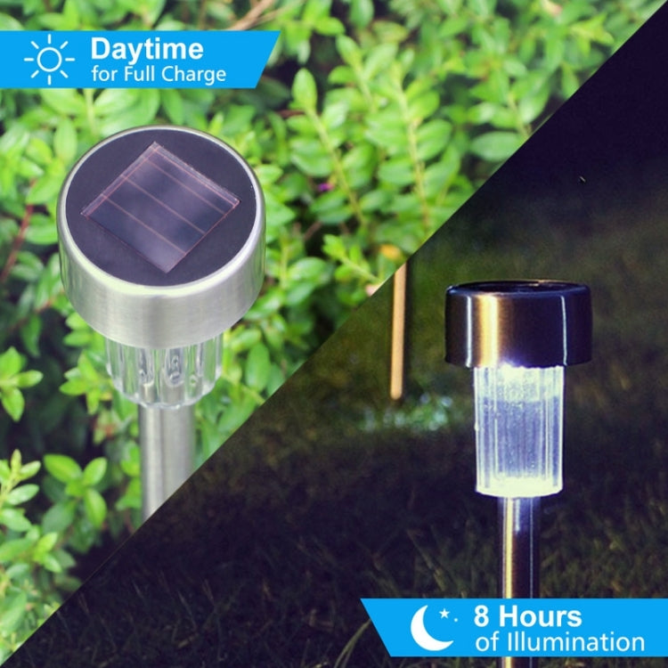 10 PCS Solar Energy Outdoor Lawn Lamp Stainless Steel IP65 Waterproof LED Decorative Garden Light