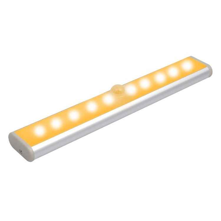 2W 10 LEDs Warm White Light Wide Screen Intelligent Human Body Sensor Light LED Corridor Cabinet Light, Battery Version