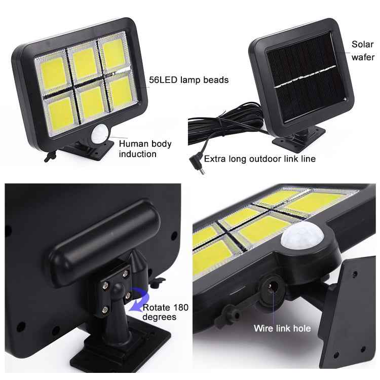 Solar Wall Light Six Grid Separate Human Body Induction Garden Light Waterproof Outdoor Lighting Street Light