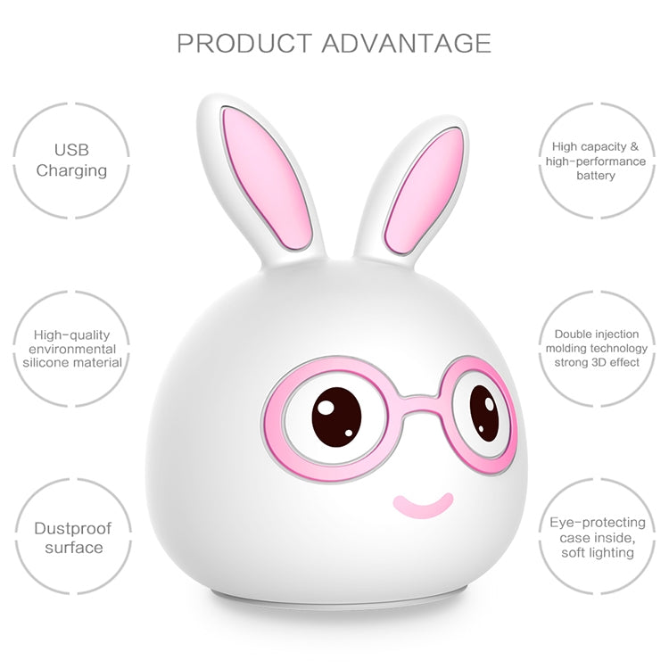 Happy Rabbit Creative Touch 3D LED Decorative Night Light, USB Charging Version