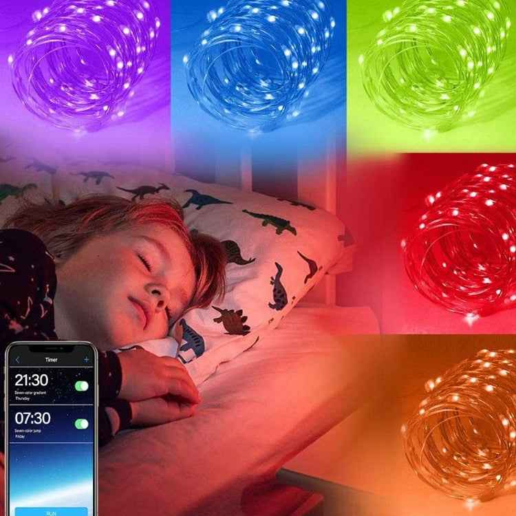 Christmas Decoration RGB Copper Wire String Light Bluetooth Mobile APP Control, Length: 10m 100 LEDs