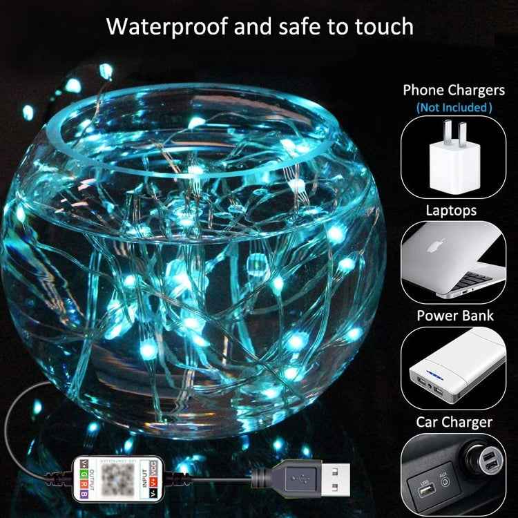 Christmas Decoration RGB Copper Wire String Light Bluetooth Mobile APP Control, Length: 10m 100 LEDs