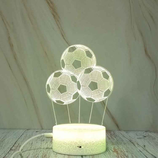 Three Footballs Shape Creative Crack Touch Dimming 3D Colorful Decorative Night Light