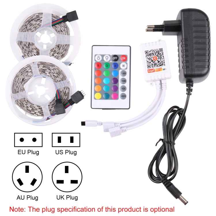 2pcs Bare Board 5050 SMD RGB LED Rope Light, 30 LED/m, Length: 5m, 12V 2A 100-240V, with 24 Keys Doodle Controller