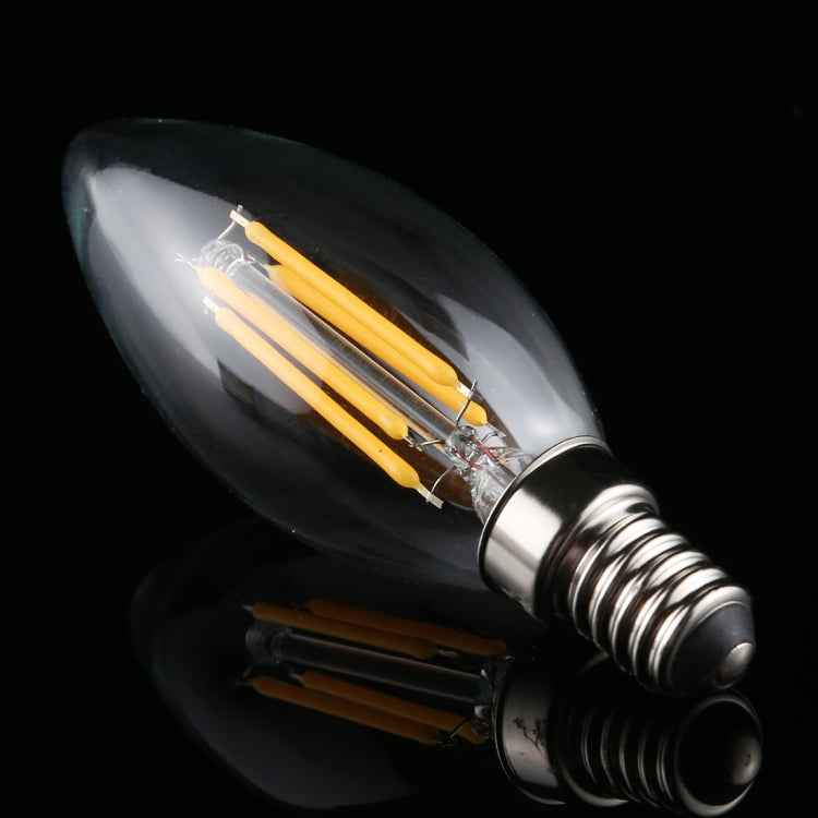 C35 E14 4W 4 LEDs 300 LM 3000K Dimmable Retro LED Filament Light Bulb Energy Saving Light, AC 220V, Apiciform E14 4W 220V Warm White, Apiciform E14 4W 220V White Light