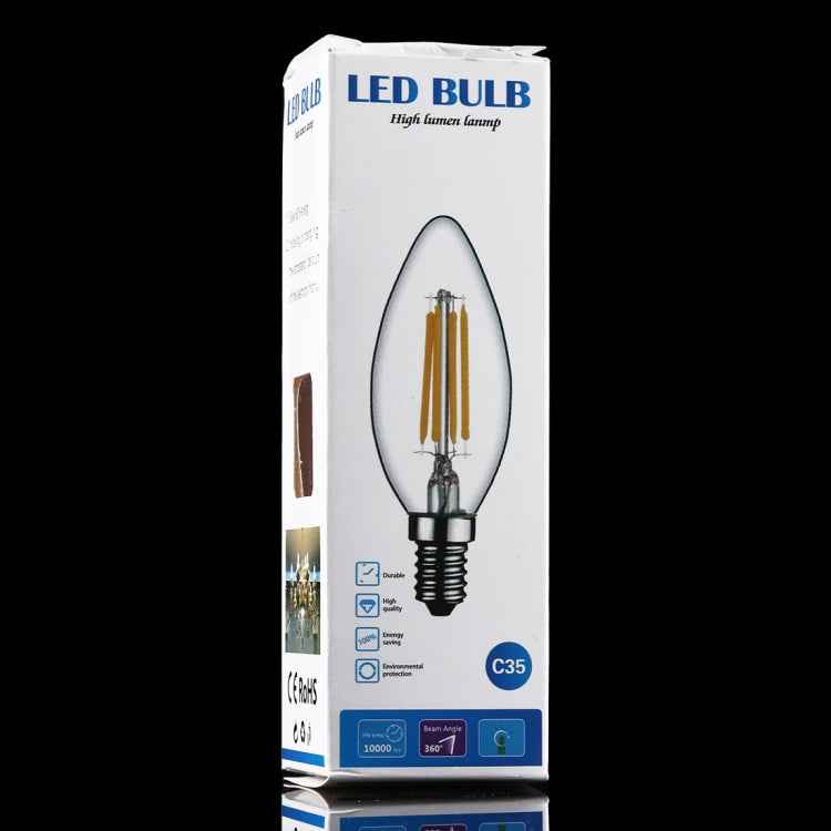 C35 E14 4W 4 LEDs 300 LM 3000K Dimmable Retro LED Filament Light Bulb Energy Saving Light, AC 220V, Apiciform E14 4W 220V Warm White, Apiciform E14 4W 220V White Light