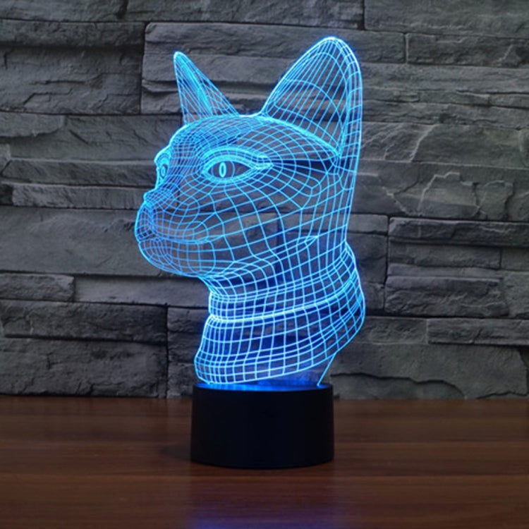 7 Color Discoloration Creative Visual Stereo Lamp Desk Lamp Night Light, Side Face Cat Style