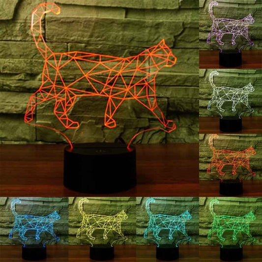 7 Colour Discoloration Creative Visual Stereo Lamp Desk Lamp Night Light, Walking Cat Shape