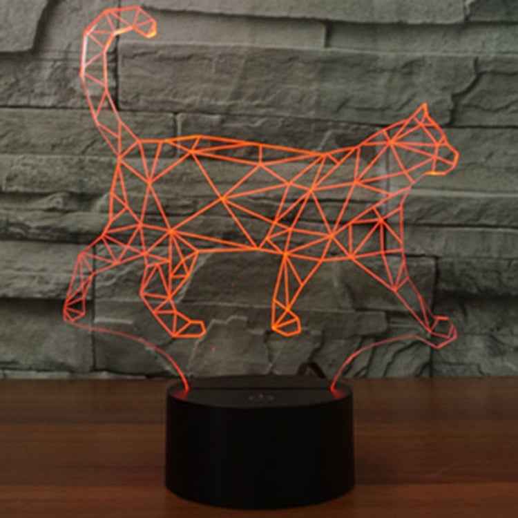 7 Colour Discoloration Creative Visual Stereo Lamp Desk Lamp Night Light, Walking Cat Shape