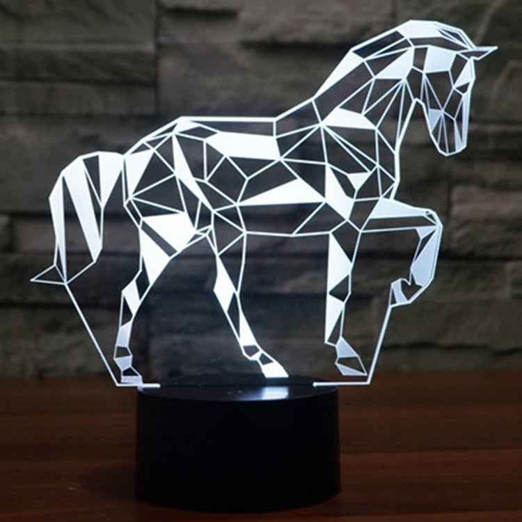 7 Color Discoloration Creative Visual Stereo Lamp Desk Lamp Night Light, Horse Shape