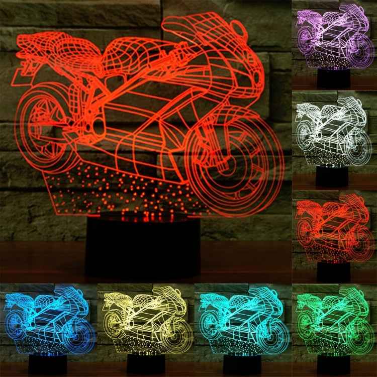 7 Colour Discoloration Creative Visual Stereo Lamp Desk Lamp Night Light, Motorcycle Shape